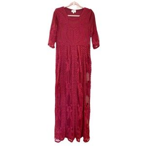 chinese dress ladies Women’s Lace Overlay Maxi Dress L / Blue main image 1